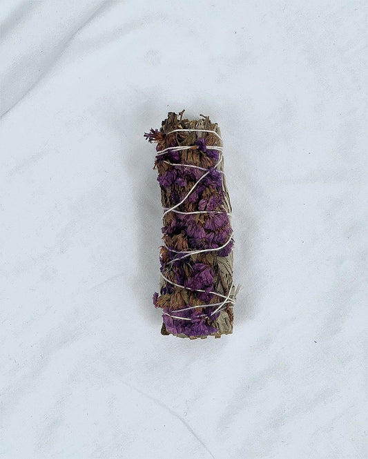 Purple Sinuata Flower and White Sage Bundle